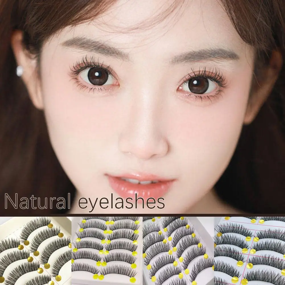 10 Pairs Taiwan Natural Eyelashes Short Fake Lash Thick Nude Soft Makeup Tools Lashes Extension Fake Makeup K2v6