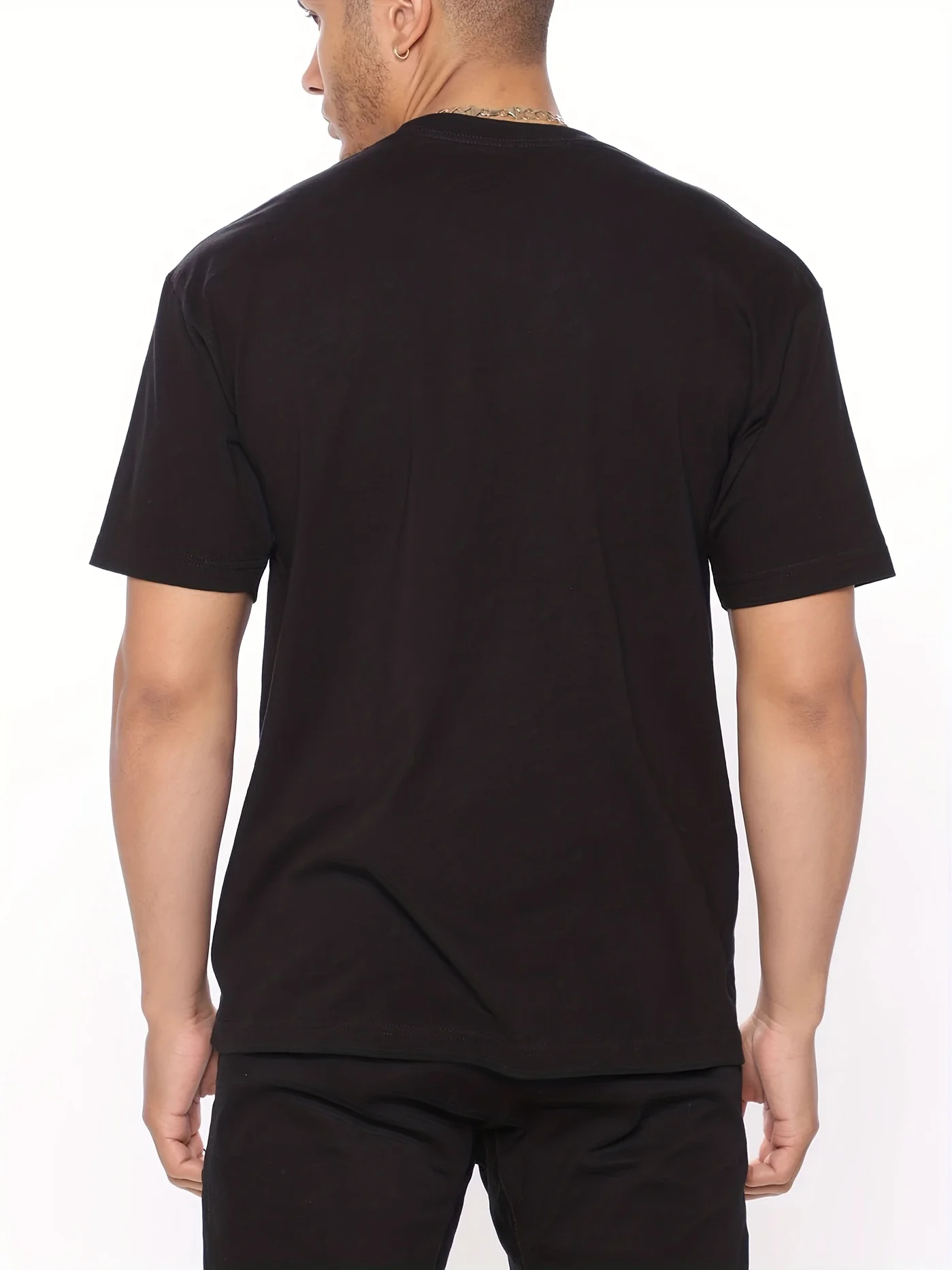 ファッションフォワード メンズ ブラックキャットプリント Tシャツ - スタイリッシュなヒップホップ クルーネックTシャツ 夏休み＆ユニークなギフトに - 快適
