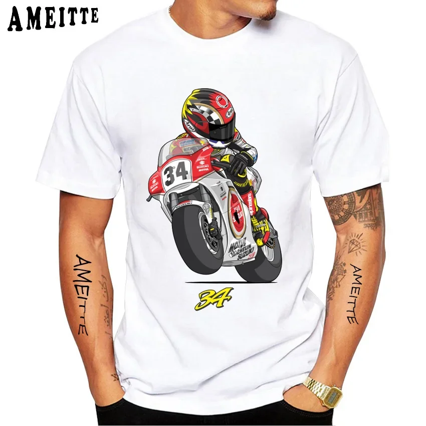 34 Kevin Schwantz GP Legend T-Shirt Summer Men Short Sleeve GS Adventure Sport Casual White Tops Man Motorcycle Rider Tees