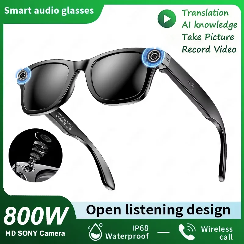 2026 Smart Glasses Heren 8MP Camera WiFi Bluetooth Touch Control IP67 Waterdicht AI Vertaling Geluidsdemping AI Bril Dames - afbeelding 1