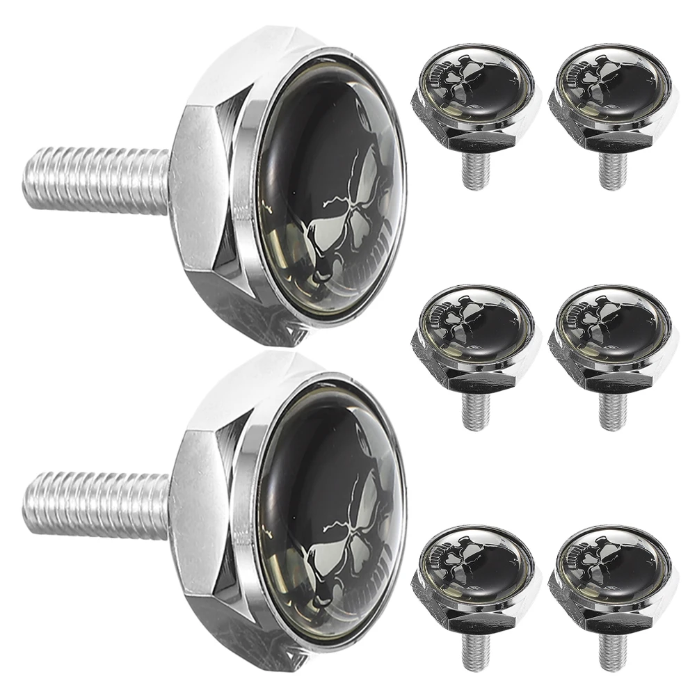 

8pcs Universal Stainless Steel License Plate Screws Skull Design Anti-Theft Decorative Fasteners Easy Install Long Lasting Car