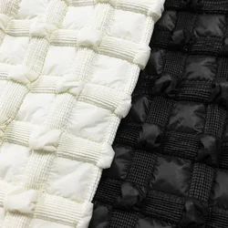 100x100cm 3D Plaid Embossed Embroidered Fabric Cotton Clip Quilted Bubble Checked Material Luggage Bag Winter Coat Design NEW