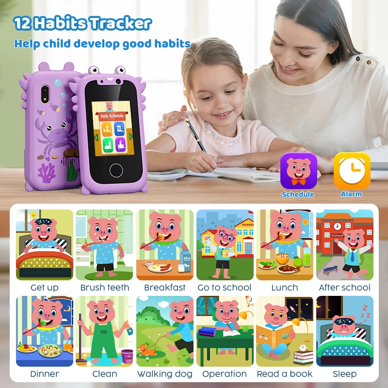 Juguetes De teléfono inteligente para niños y niñas, pantalla táctil, juguete celular de aprendizaje para niños pequeños, Juego de Cámara Dual, reproductor de música, regalos de navidad