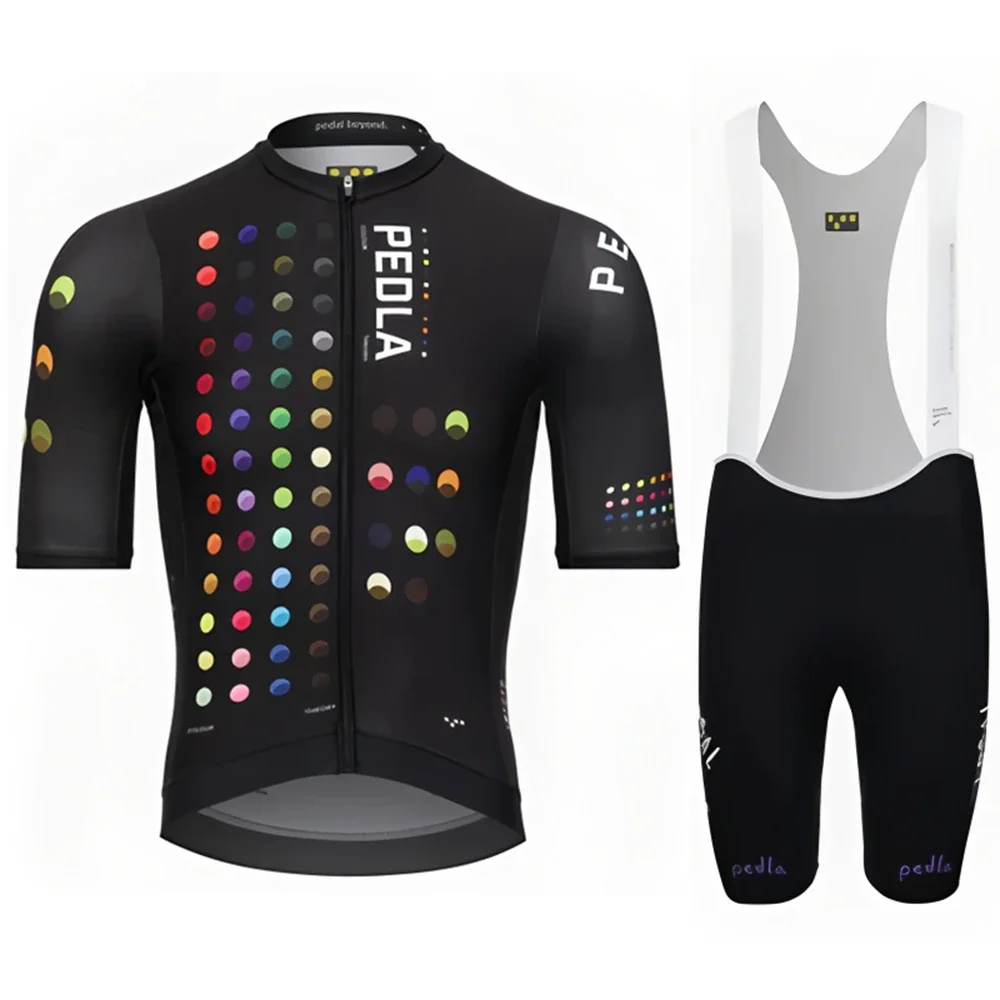 

Мужской классический трикотаж — черный Spectrum, летний трикотаж с короткими рукавами и шорты-комбинезоны Pedla, велосипедный комплект