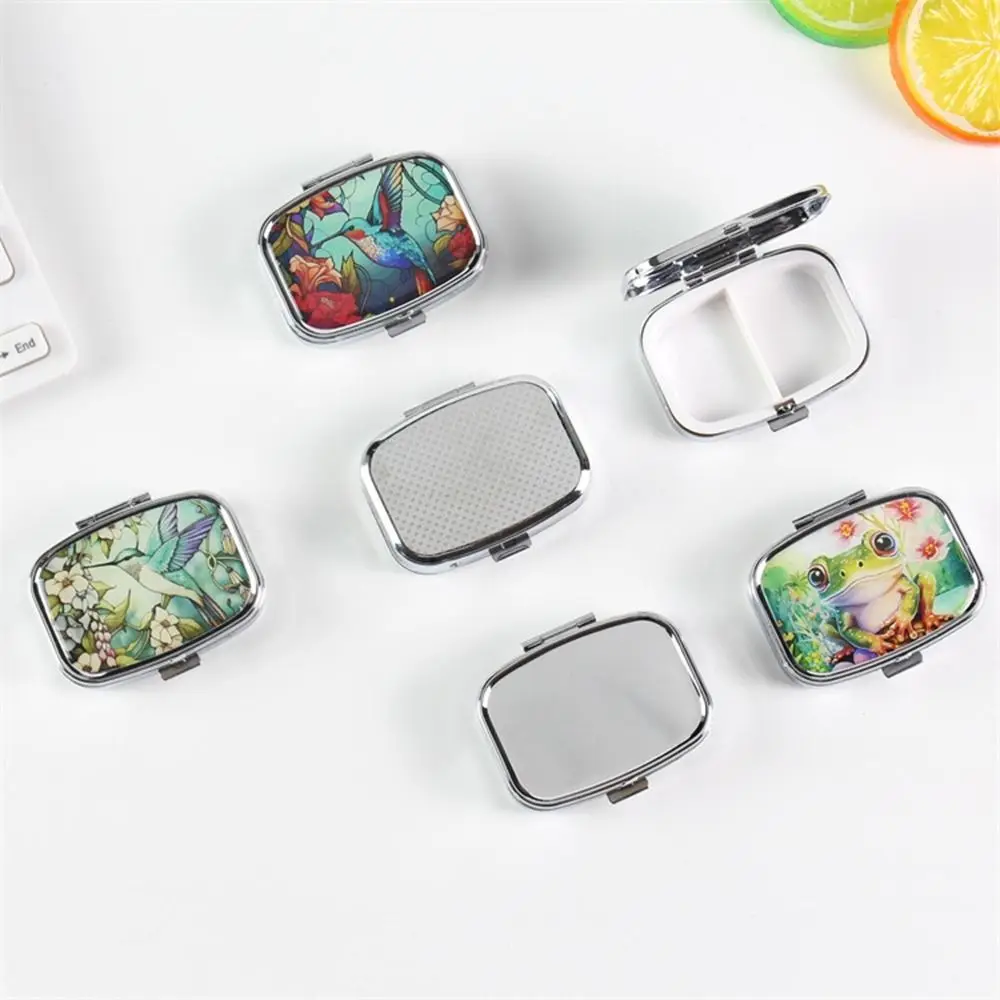 

3Pcs Portable Iron Metal Pill Boxes Lovely Colored Divided Small Pill Container Decorative Travel Medicine Case for Home