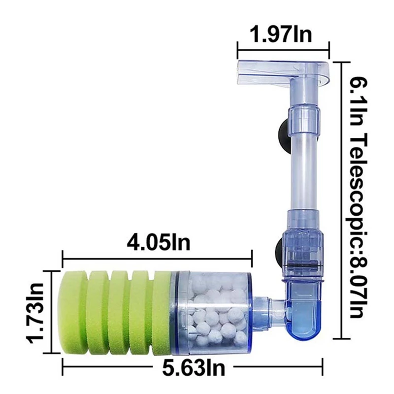 Aquarium Filter,Ultra Quiet Aquarium ฟองน้ํากรองชีวเคมี Fish Tank Air Pump Betta ทอด Aquarium Fish Tank Water Fall Double