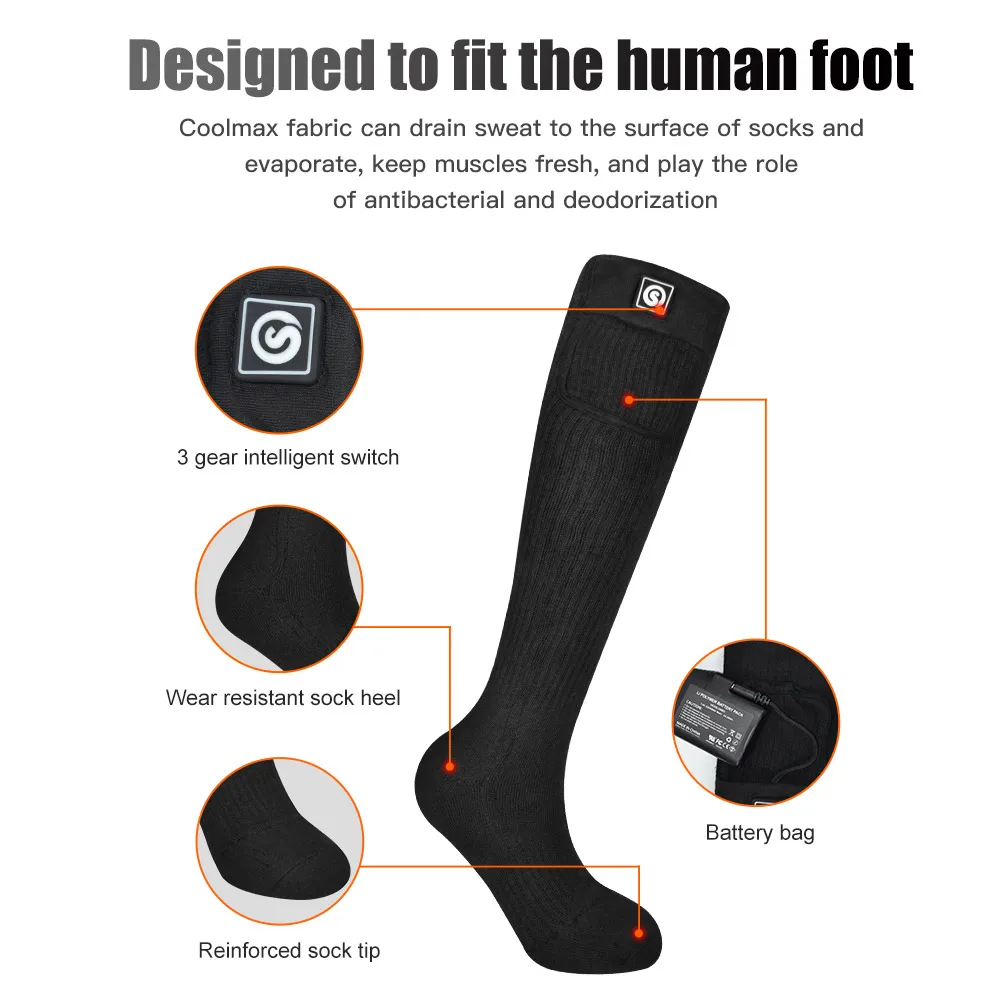 SAVIOR-calcetines térmicos de invierno para adulto, medias térmicas impermeables con batería recargable, para montar en moto