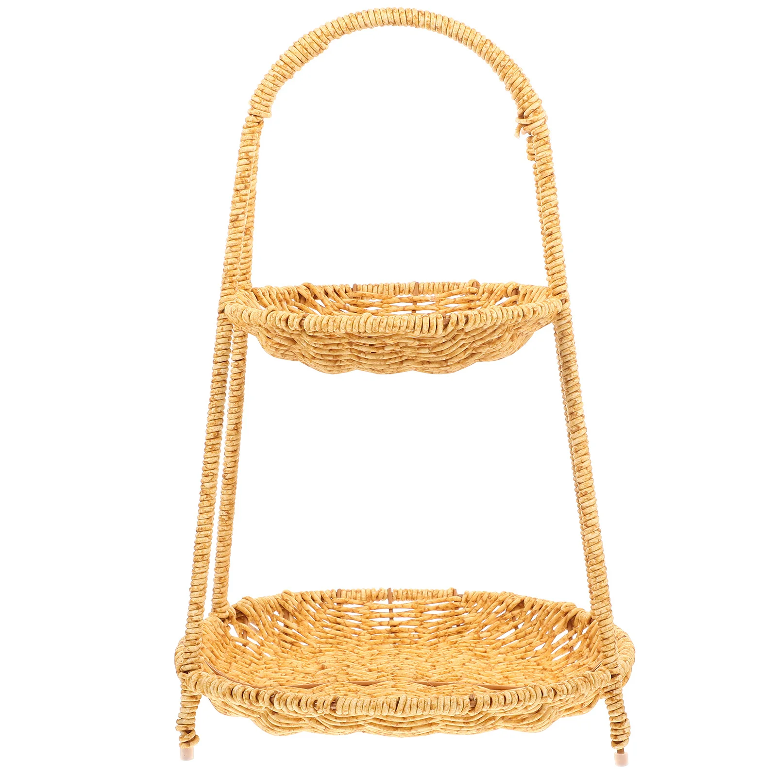 

Woven Basket Storage Household Snacks Fruits Vegetable Food Dessert Baskets Gold Cupcake Layer Kitchen Decorative