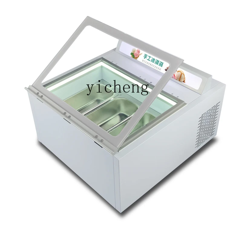 Tqh Desktop Ice Cream Display Case Lock and Load Spray Commercial Lift Door Thick Cut Fried Yogurt Display Cabinet