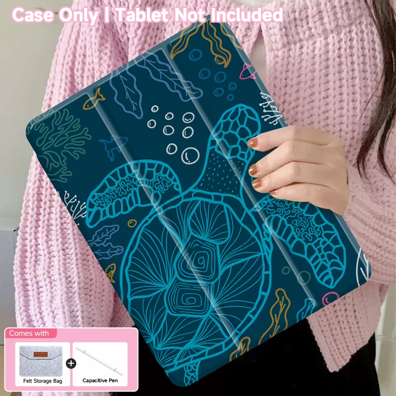 

Защитный чехол с тройной подставкой для iPad A16 10/11, 10,2, Mini 7, Air6/5/4, Pro 12,9 дюйма и Pro 13 дюймов, со стилусом и фетровым чехлом