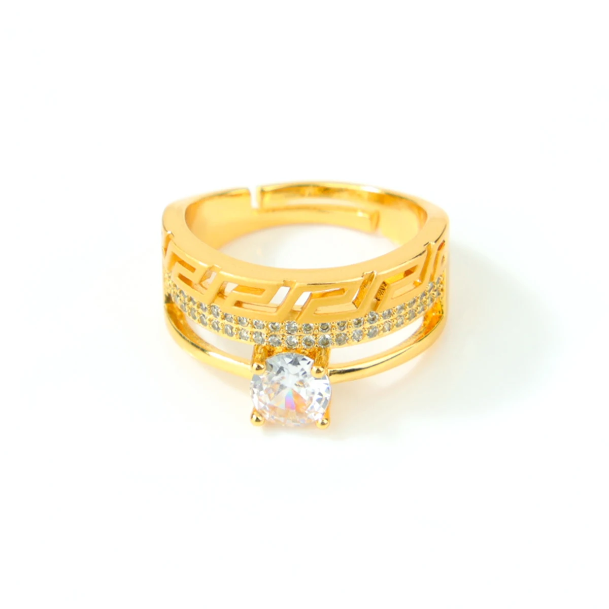 Dubai Mode Kubische Zirkonia Ringe 21k Vergoldet Arabische Braut Hochzeit Luxuriöse Paarringe Nigeria Damen Party Schmuck – Detail 21