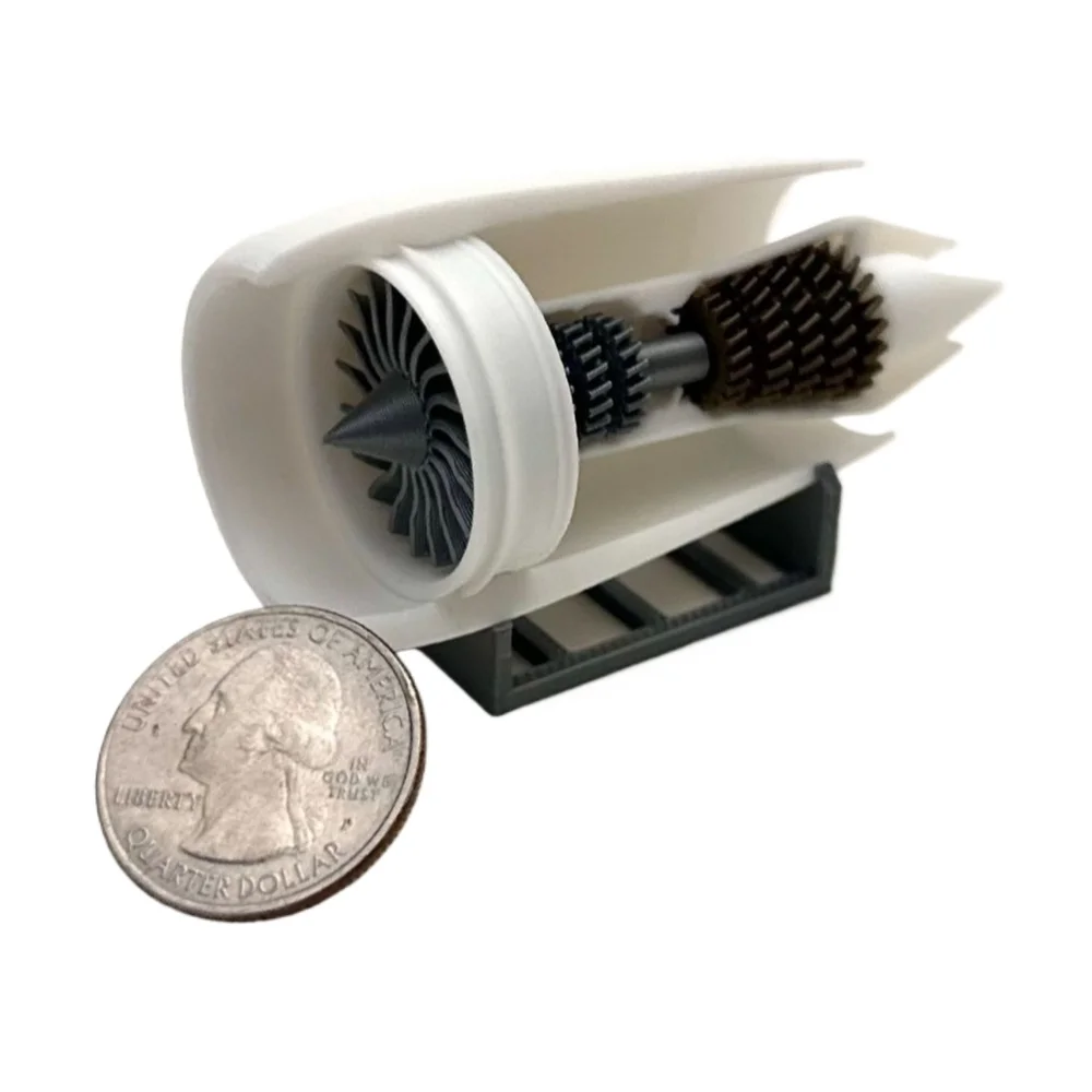 

3D Printed Miniature Turbojet Engine Mini Detailed Transparent Model of Jet Aircraft Engine Turbine Engine Model Ornament
