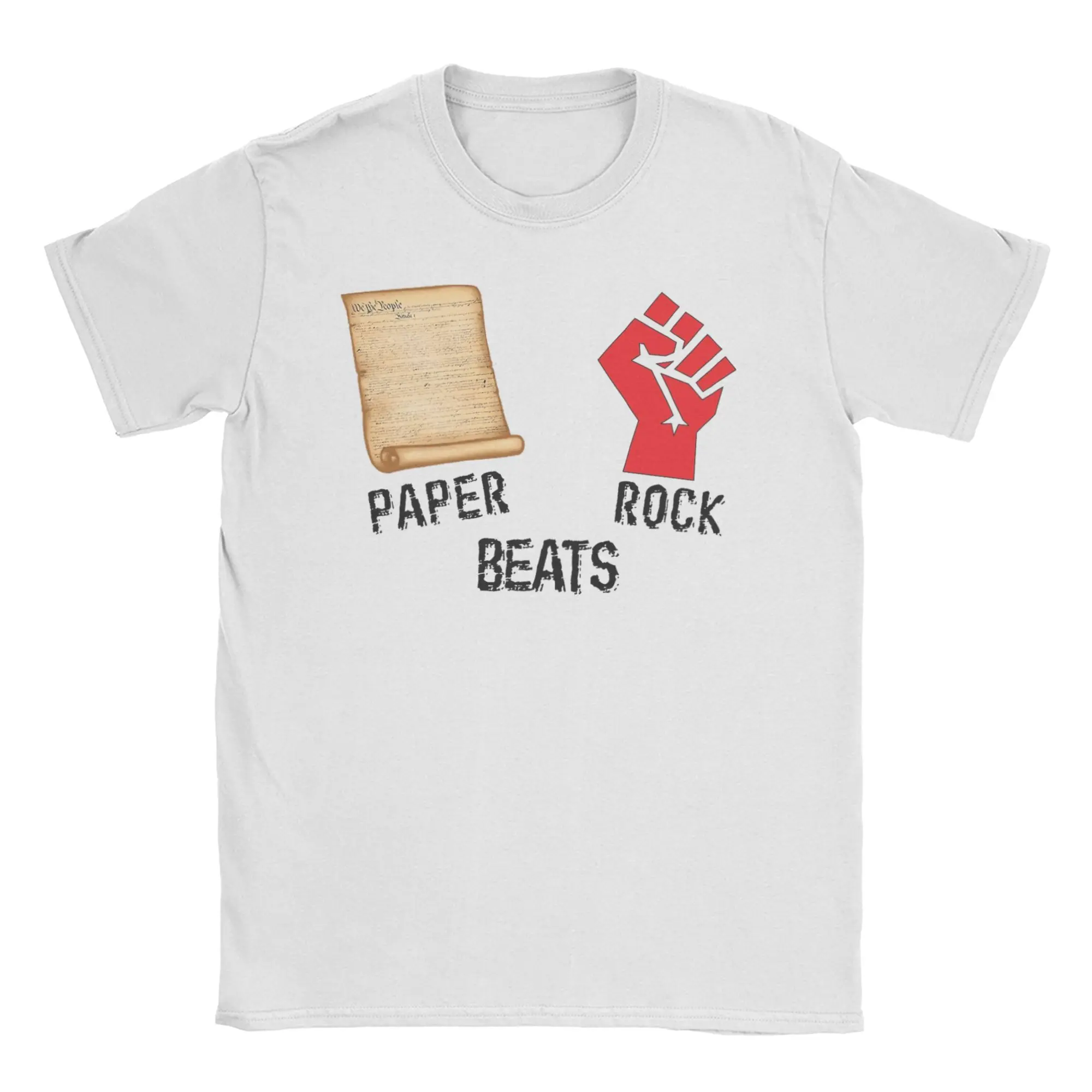 

Футболка Humor Paper Beats Rock для мужчин, футболки с круглым вырезом из 100% хлопка, футболка с короткими рукавами, одежда больших размеров