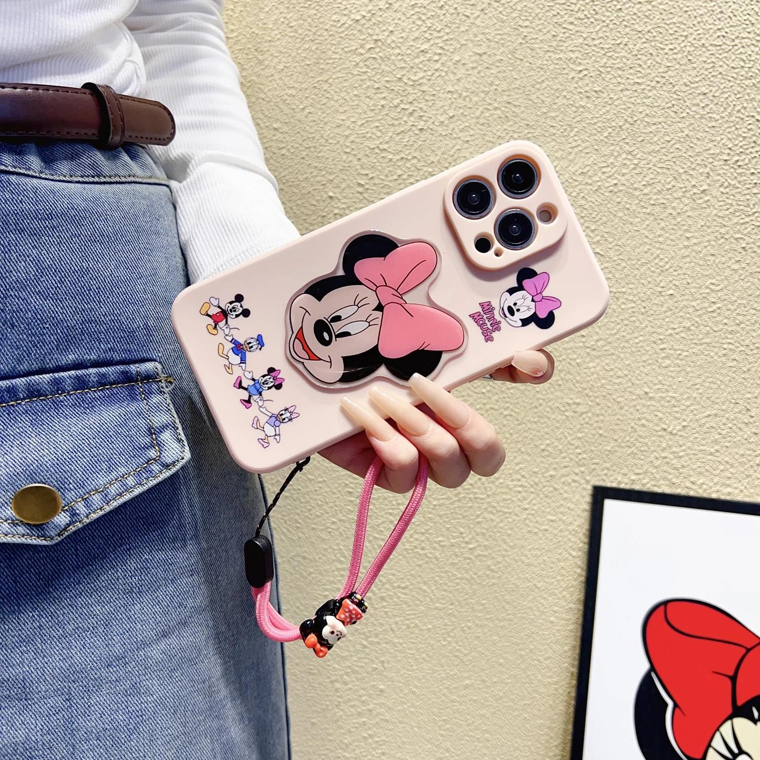 Para Huawei P20 30 40 Mate 10 20 lite Pro Y9s Prime Acrílico Minnie Case Com Corda