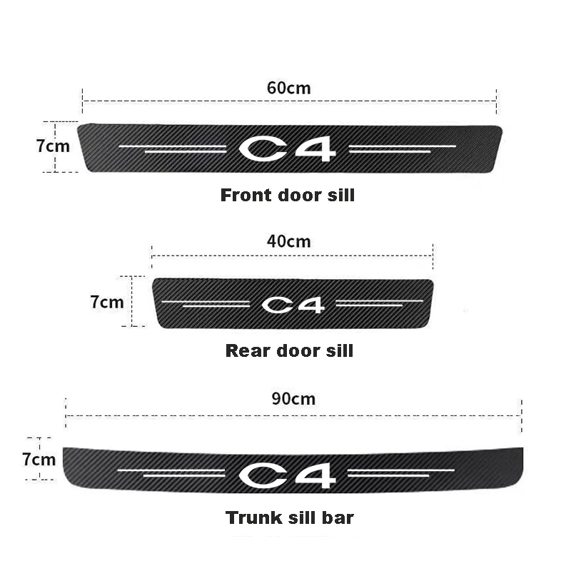 Fiber Car Door Threshold Sill Protector Trunk Stickers For Citroen C4 C4L Emblem logo Car Accessories