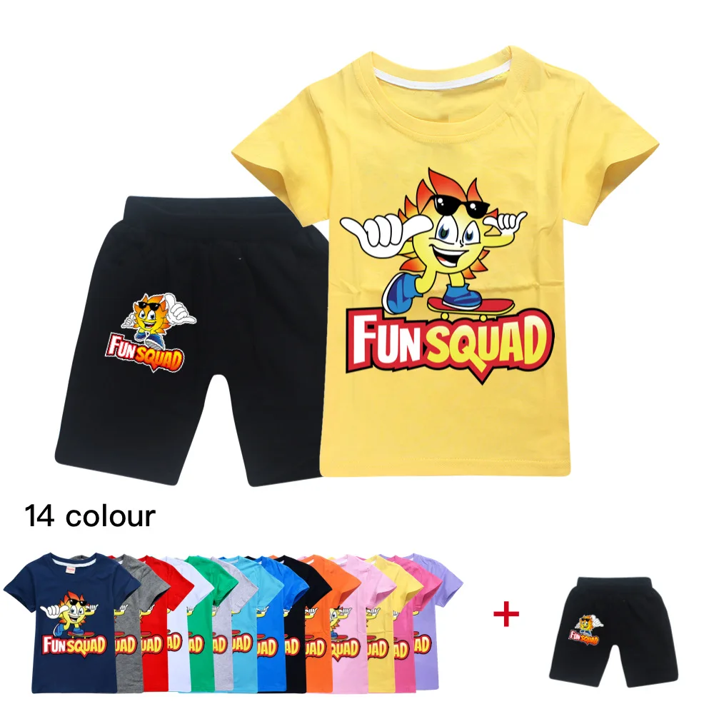 

Fun Squad Game Kids Sets Summer Girls Casual Cartoon 3D Print T Shirts+Short Pants 2 Pieces Casual Costumes Suits 2-16Y