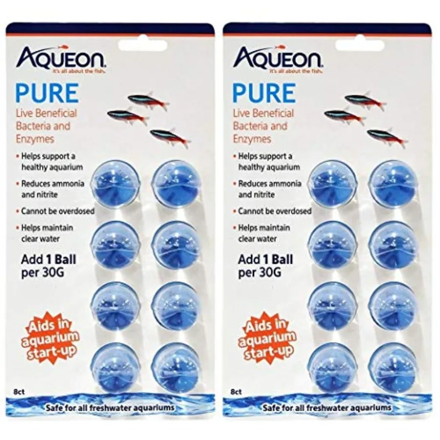 

2 Pack of Pure Live Beneficial Bacteria and Enzymes, 8 Count Each, for 30 Gallon Aquariums