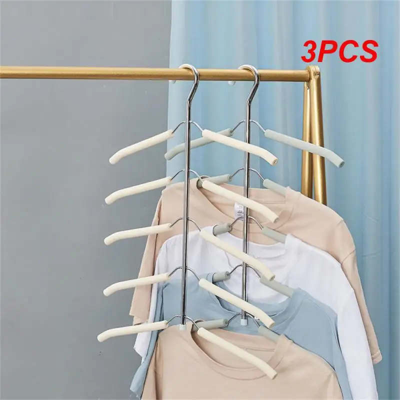 

3PCS Household One-Piece Clothes Hanger5-Layer Hanger Multi-Function Hanging Storage Holder Non-Slip Non-Trace Clothes Rack