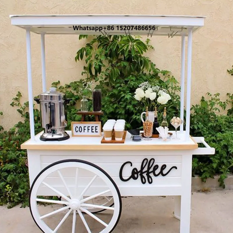 Outdoor New Design Mobile Fast Food Cart Candy Cart Smart Beverage Vendor Coffee Cart