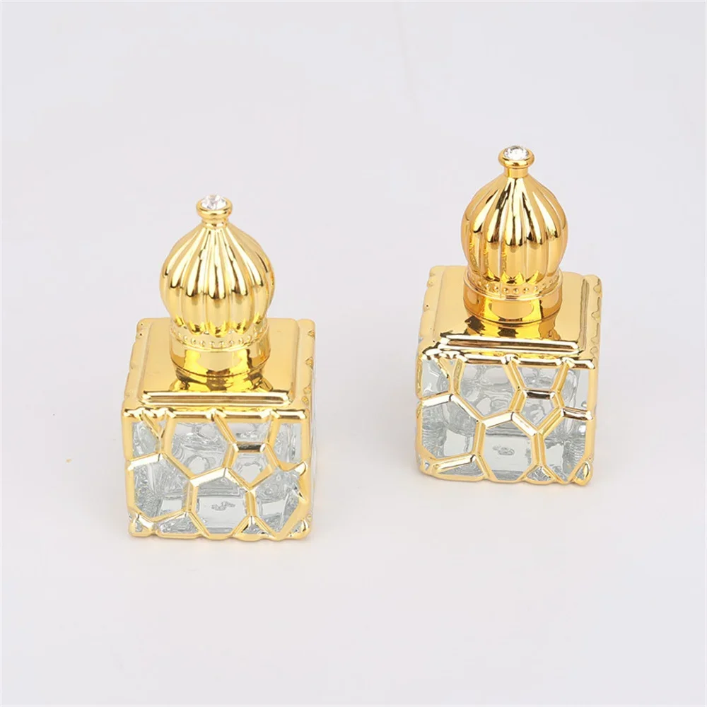 10ml Portable Glass Roll on Bottles for Essential Oil Arabic Golden Refillable Perfume Bottles Empty Roller Ball Containers