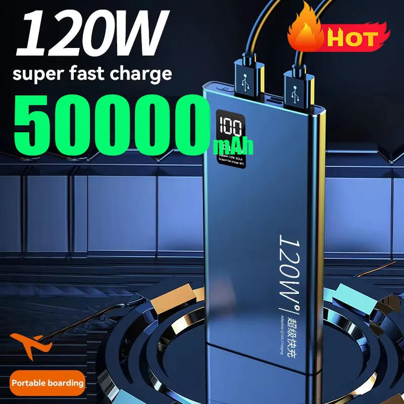 

50000mAh Power Bank 120W High Capacity Fast Charging Powerbank Portable Battery Charger For iPhone Samsung Huawei Xiaomi