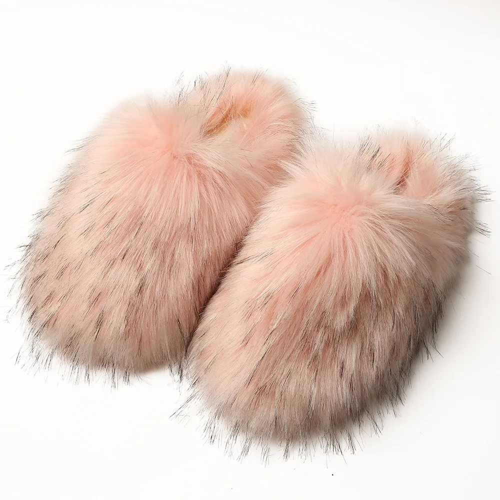 Women's Fuzzy Slippers for Fall and Winter, Home Use, Fleece-Lined, Warm, Faux Fur, Non-Slip, Toe-Covered, Fuzzy Slippers view 4