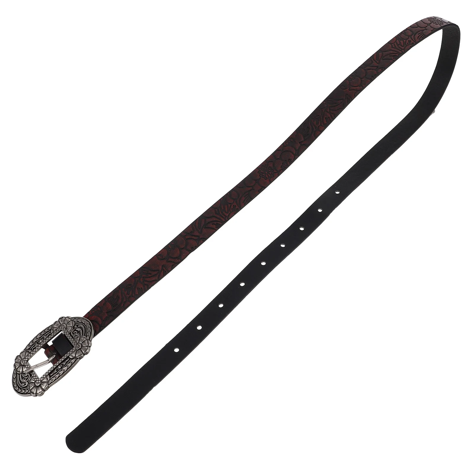 

Western Women Vintage Engraved Floral Adjustable Length Cowboy Belts Cowboy Fashion PU Distressed Country Style
