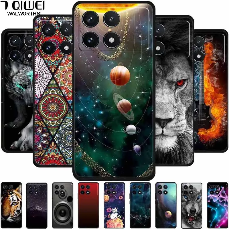 For Poco X6 Pro Case Silicone Soft Printed Lions Wolf TPU Back Cover for Xiaomi Poco X6 5G Cases PocoX6 X 6 Protection Shells