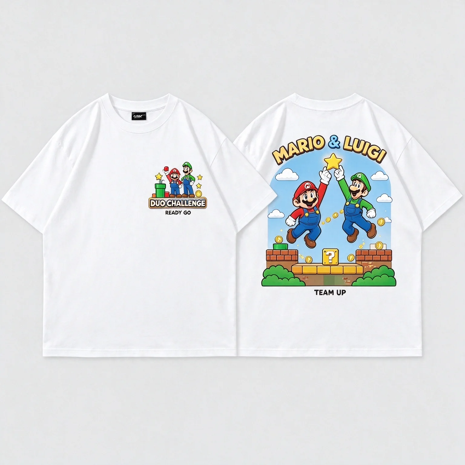 Unisex Oversized Tee T-Shirt Mario Yoshi Nintendo Mushroom Kingdom Graphic Cotton Retro Edgy Cool Short Sleeve Top for Men Women