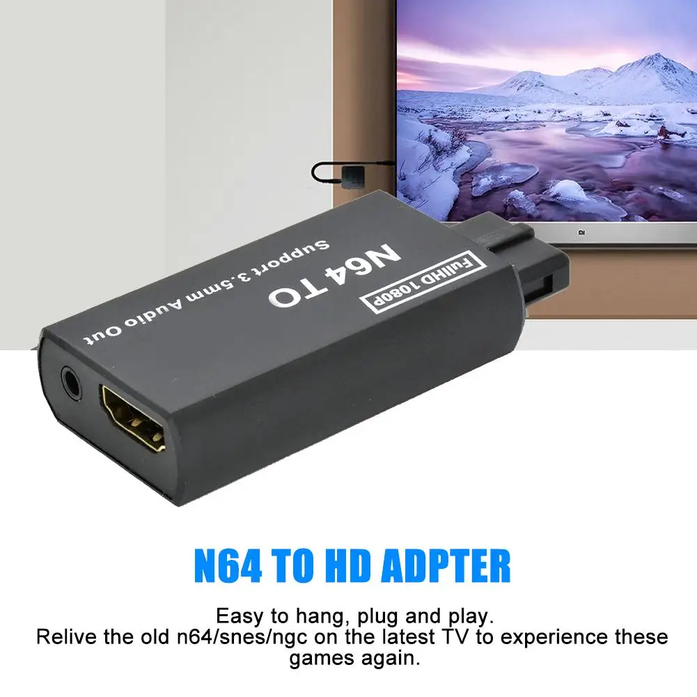 Game Console N64 to HDMI-compatible Converter Adapter Plug and Play for N64/SNES/NGC (PAL/NTSC) Adapter with 3.5mm Audio Output