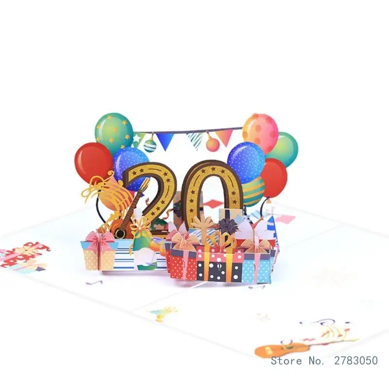 3D Happy Birthday Ages Number Foldable Greeting Card Festival Holiday Paper Cards for Birthday Wedding