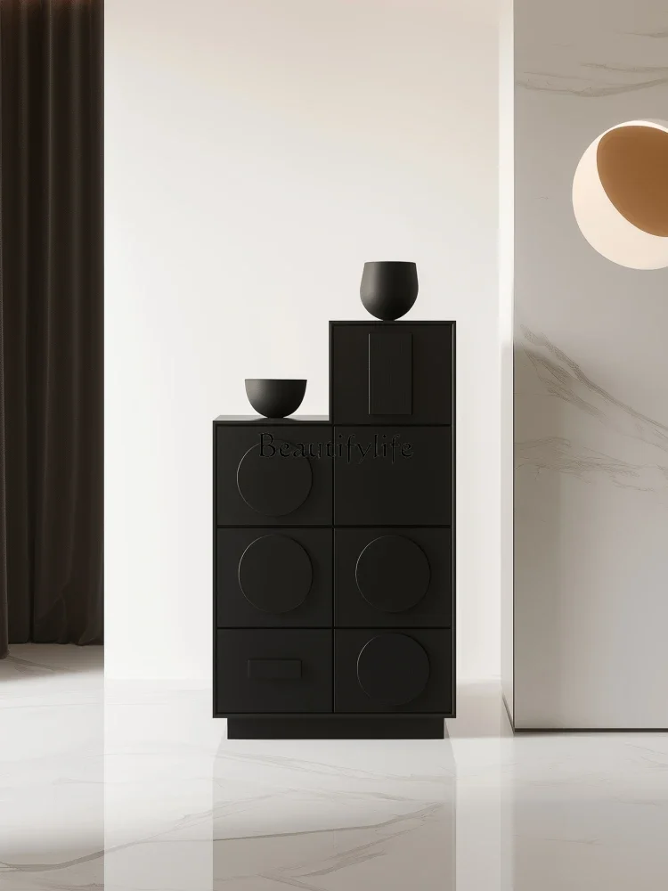 

ld30Italian minimalist bedroom locker, antique black door storage cabinet