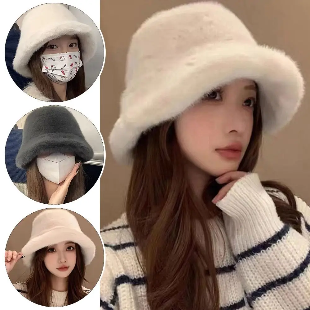 Cute Large Head Circumference Fisherman's Hat Oversize Warm Winter Furry Hat Earflaps Furry Plush Hat Outdoor