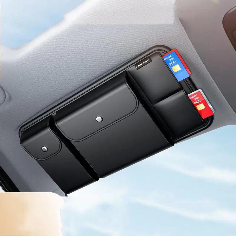 

Car Sun Visor Storage Leather Multifunctional Glasses Holder Car Driver License Bag Bill Card Holder Storage Bag Car Interior
