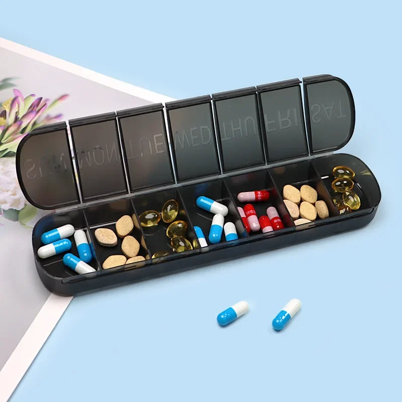 Weekly Medicine Pill\'s Box Pill Case Drug Dispense Mini Portable Pills Organizer Case 7 Grids PillBox Tablet Storage Container