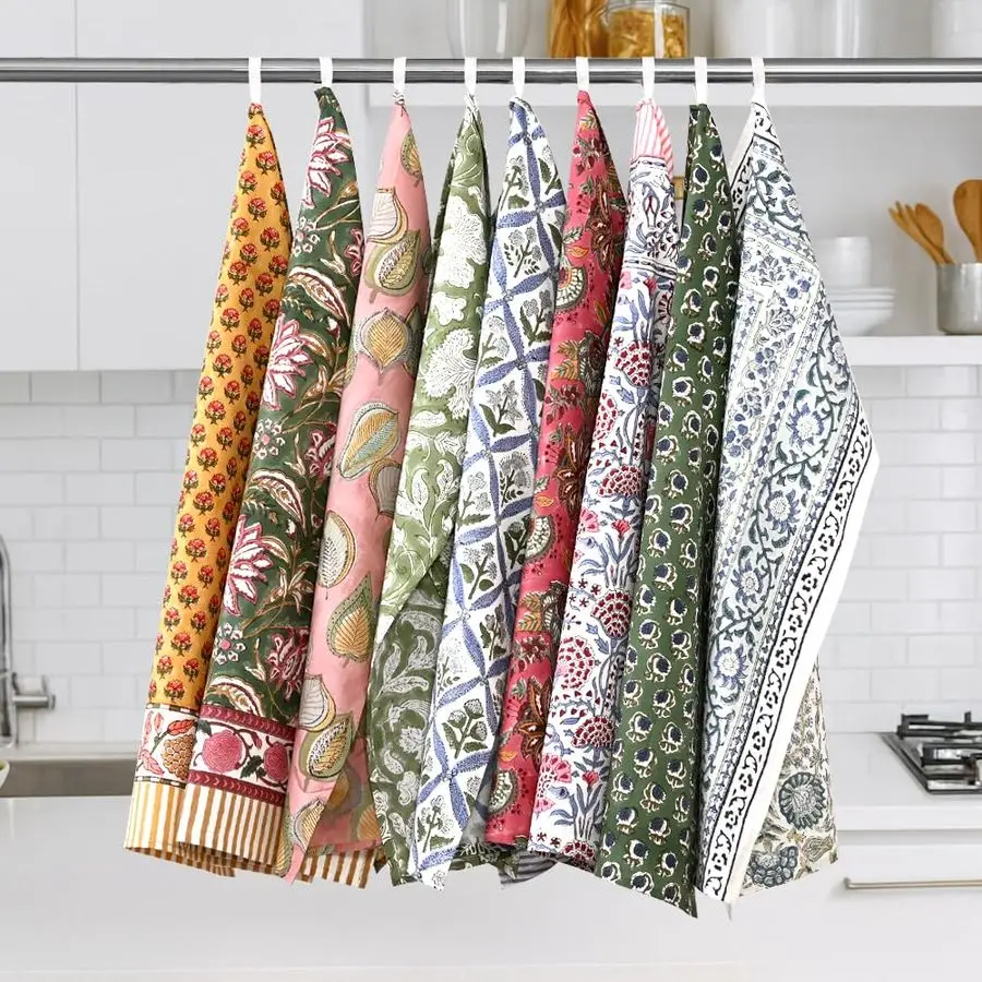 

Mix Hand Block Print Cotton Kitchen Towel Set of 1216 x28 Ultra Absorbent Quick Dry 100 Cotton Dish Towels Lightweight Reusable
