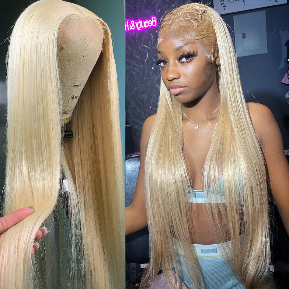 

MEODI 250 Density 613 Blonde Lace Frontal Human Hair Wig 13x6 Transparent Lace Front Wig 13x4 Pre Plucked Bone Straight Wigs