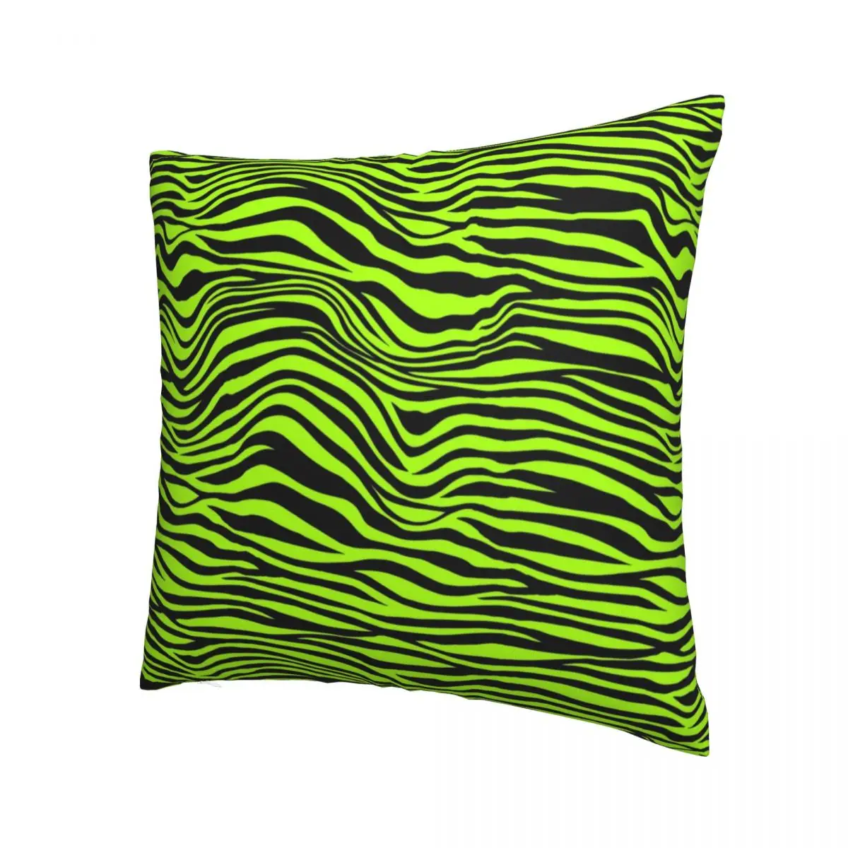 Neon Green Zebra Print Pillowcase Soft Polyester Cushion Cover Decor Animal Pattern Pillow Case Cover Home Square 18''