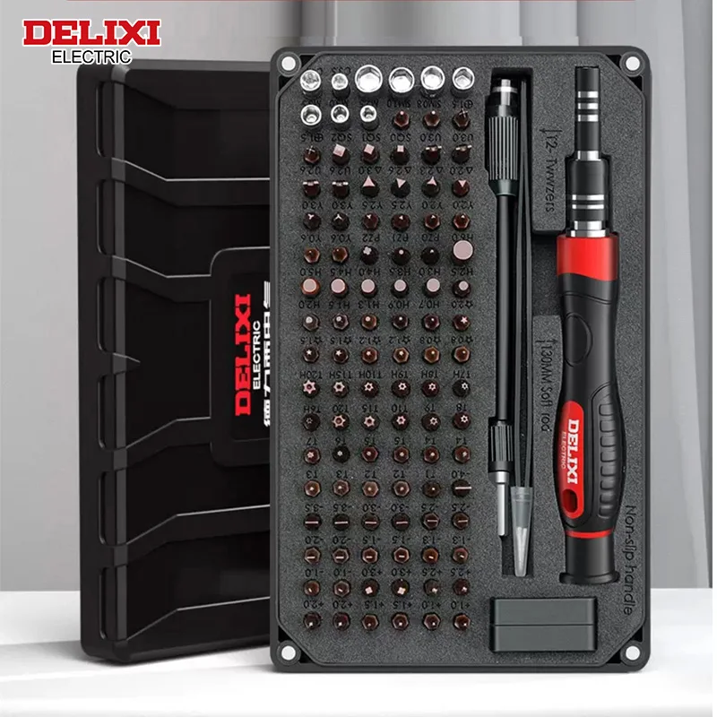 DELIXI ELECTRIC 107 in 1Precise Screwdriver Set,S2+CRV Steel Batch Head Strong Magnetic Adsorption ,Home Repair Phone,Tablet,Toy