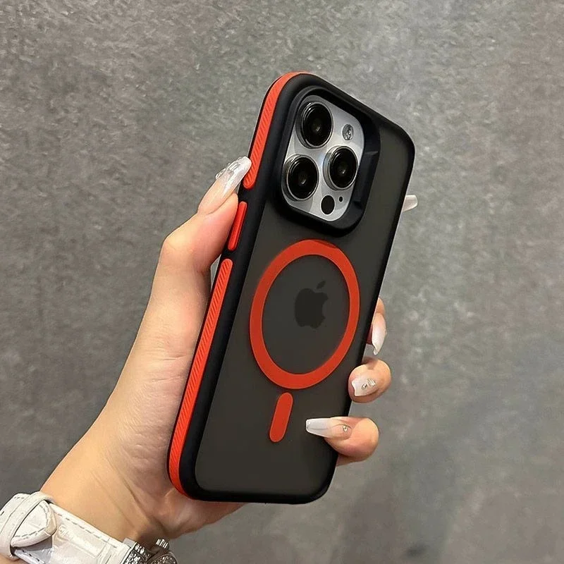 Luxus Matte Rüstung Telefon Fall Für iPhone 16 15 14 11 12 13 Pro Max Plus Magsafe Magnetische Stoßstange Zurück fällen Abdeckung Funda Coque