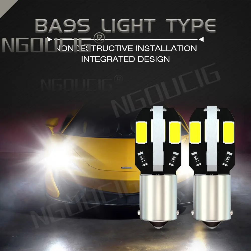 NGOUCIG 2PCS T10 W5W T4W Led BA9S Bulb 194 Reading 5730 Dome Trunk Tail License Plate Car Signal Lamp Parking Interior Lights