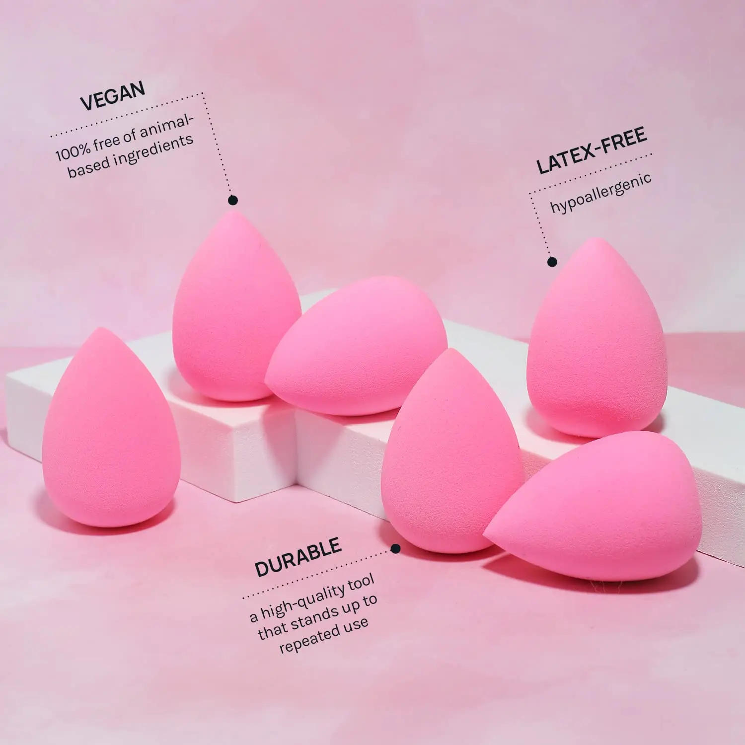 6-Piece Makeup Sponge Set, Makeup Blender, Latex-Free, HD Ultra Soft, Beauty Cosmetics Angled Shape (Pink)