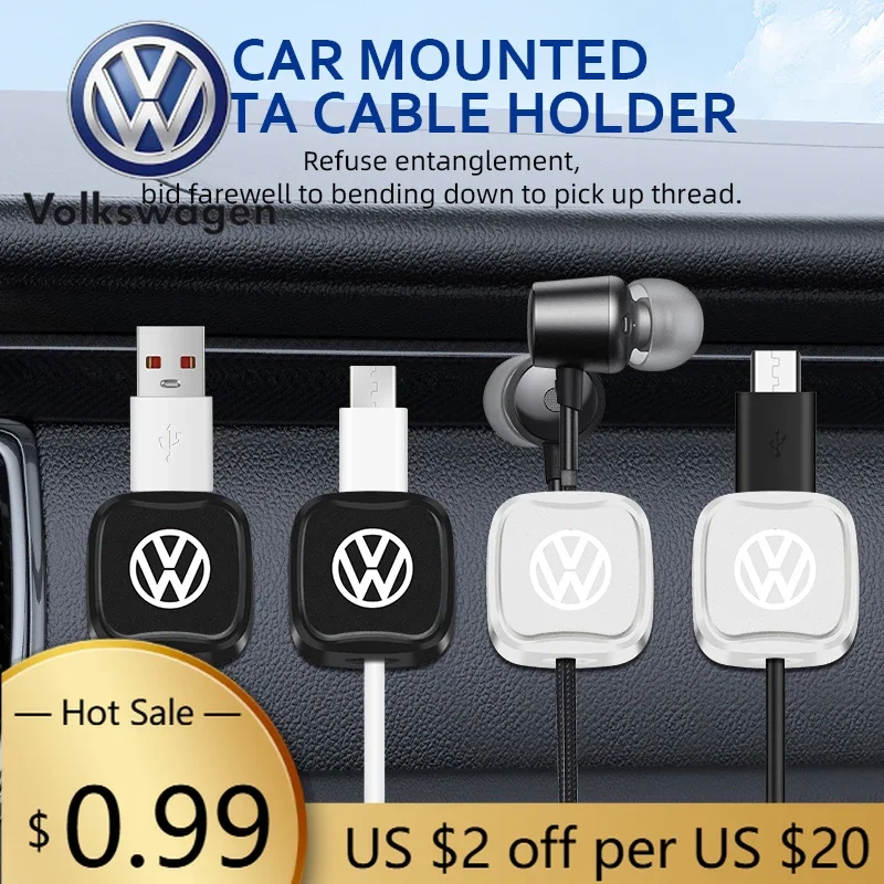 

Магнитный держатель-органайзер для кабелей зарядки и передачи данных для салона автомобиля Volkswagen VW, для моделей GOLF, Polo, Tiguan V