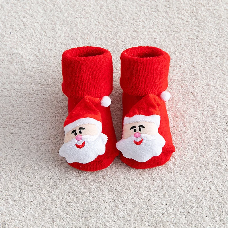 Baby Christmas Socks Newborns Cotton Winter Thickened Short Socks Kids Floor Socks Girls Boys Non-slip Print Toddler Clothing