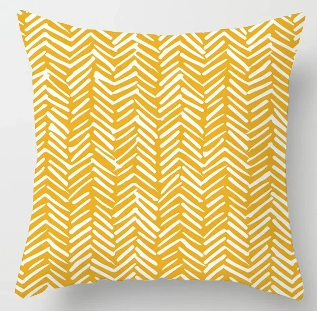 Yellow checkered letter pattern Double-sided Printed pillow cover Short plush Suitable living rooms sofas throw cushion cover