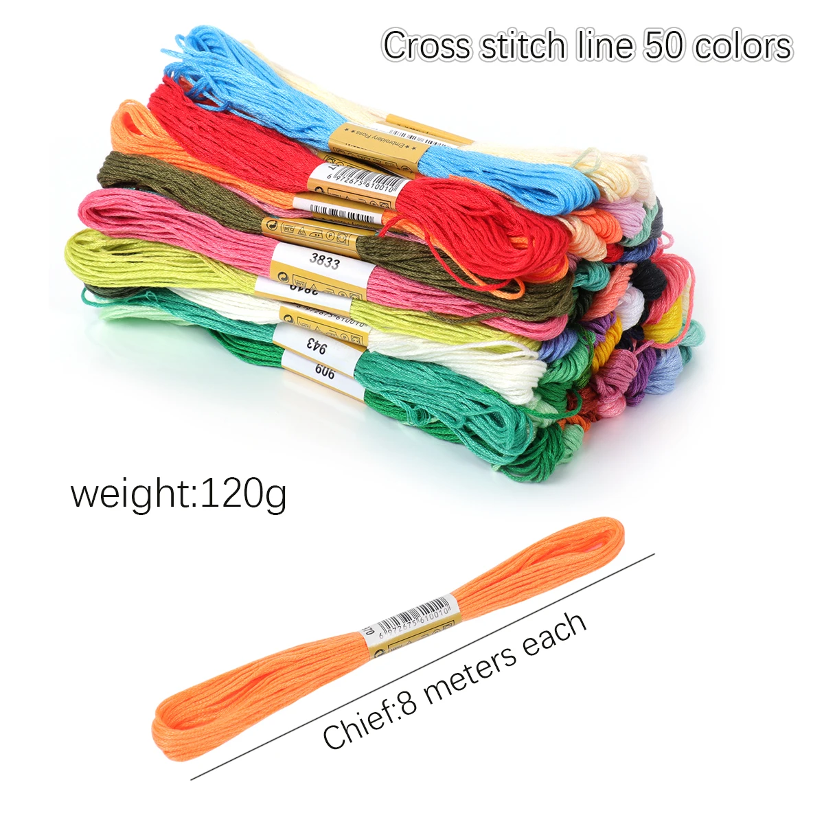 Multicolor Cross Stitch Threads Cotton Sewing Skeins Embroidery Thread Floss Skein Kit DIY Sewing Tool 50 colors 8 m