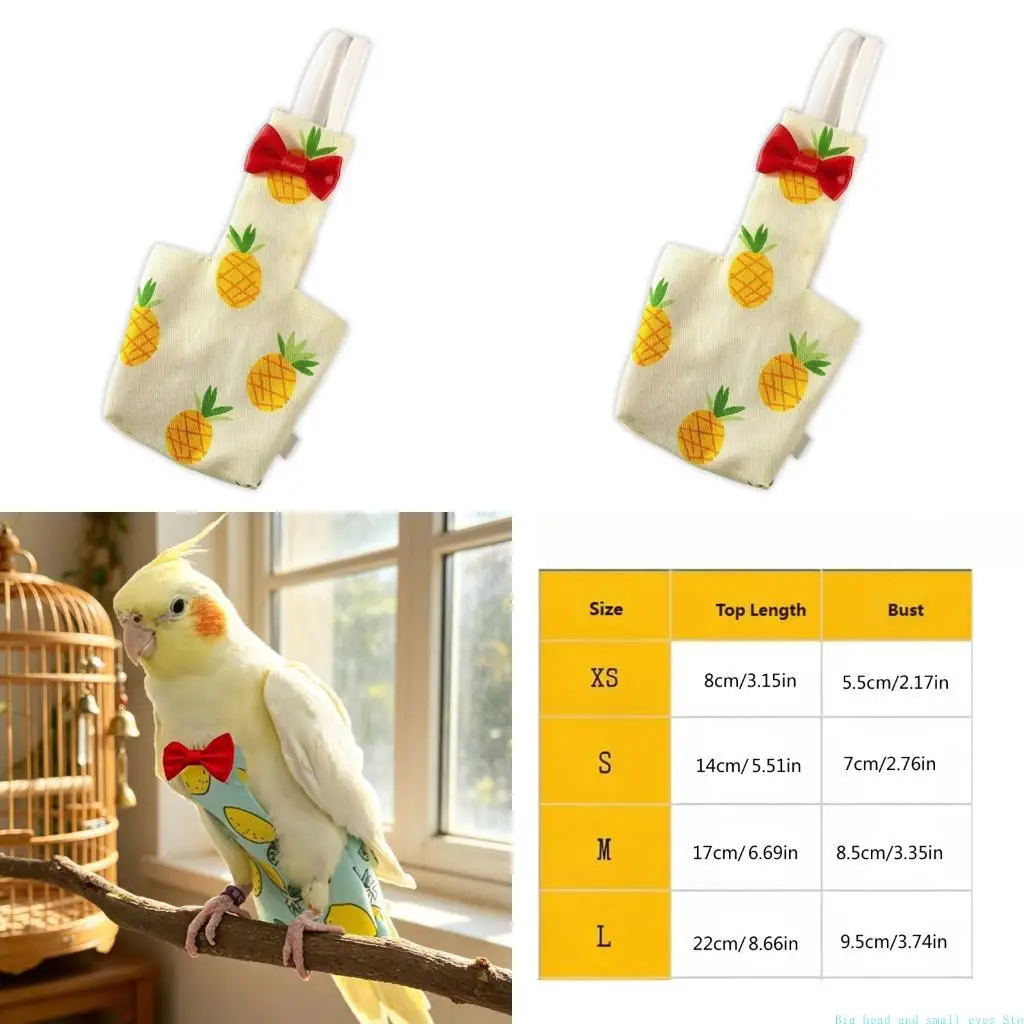 581C Fashion Printed Parrots Diaper Flying Suit with Absorbent Liner And Fast Release Fastener Training Suit for Small Bird