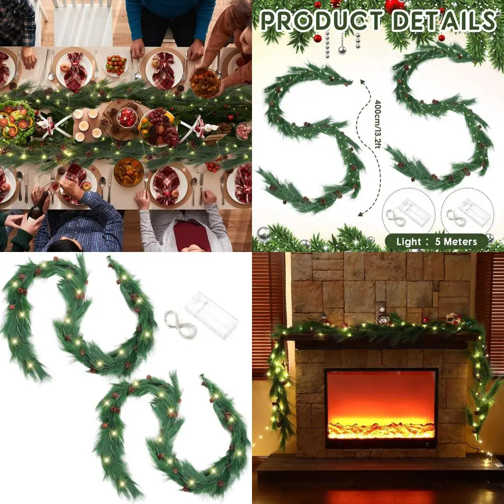 

13.2ft Long Needle Pine Garland with Cones for Christmas, Indoor or Outdoor Holiday Decor