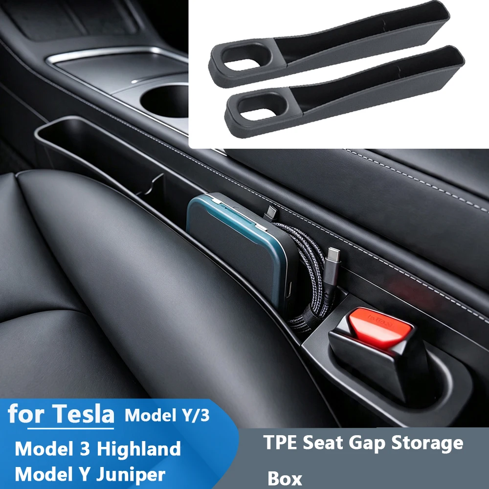 Органайзер для хранения в зазоре между сиденьями из ТПЭ для Tesla Model 3 Highland, Model Y Juniper, Model 3. Аксессуары для салона автомобиля.