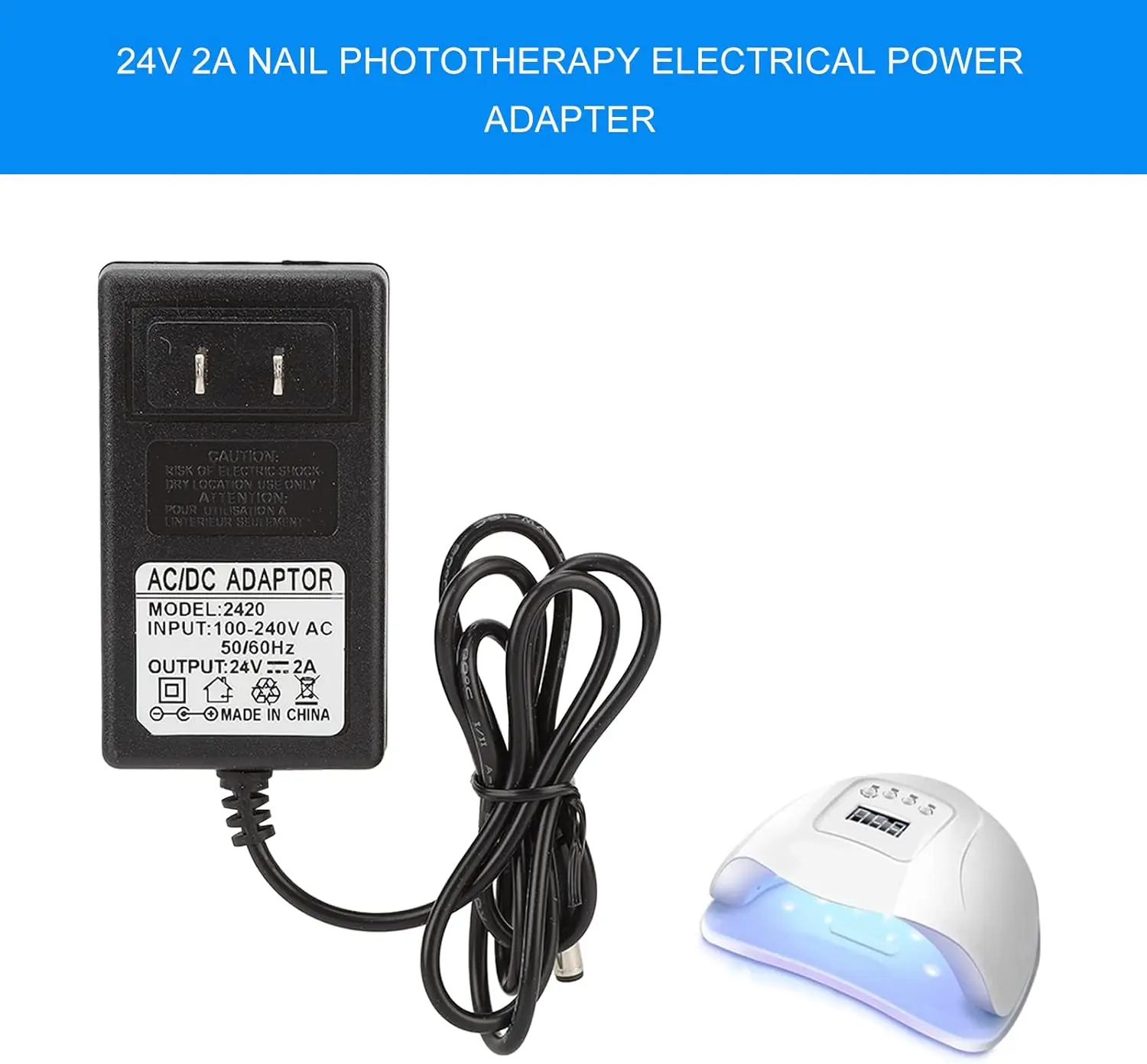 محول طاقة للأظافر 24 فولت 2 أمبير، استبدال شاحن مصباح الأظافر LED بقدرة 48 وات #2